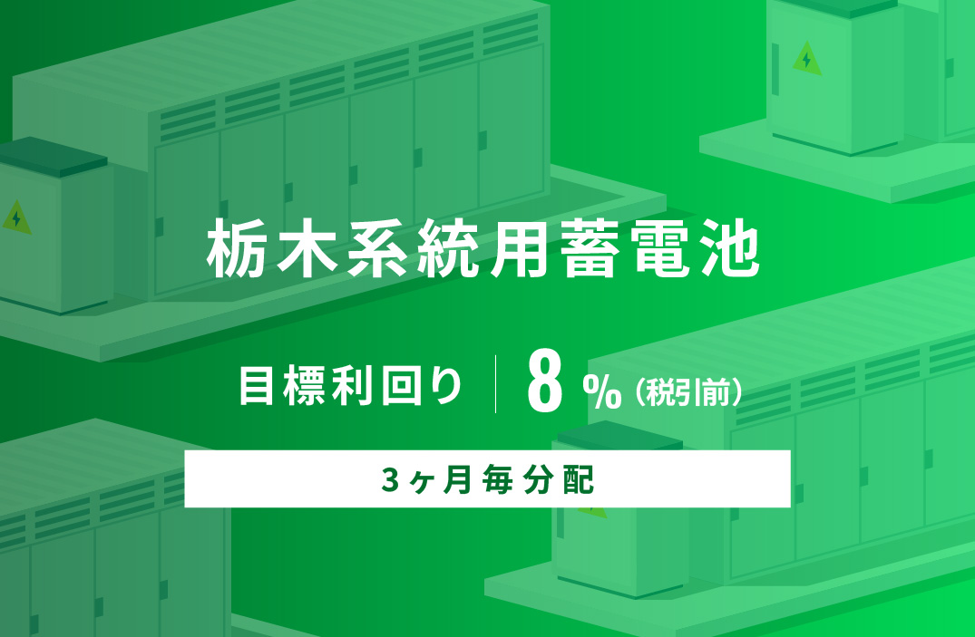 【3ヶ月毎分配】栃木系統用蓄電池ID1086